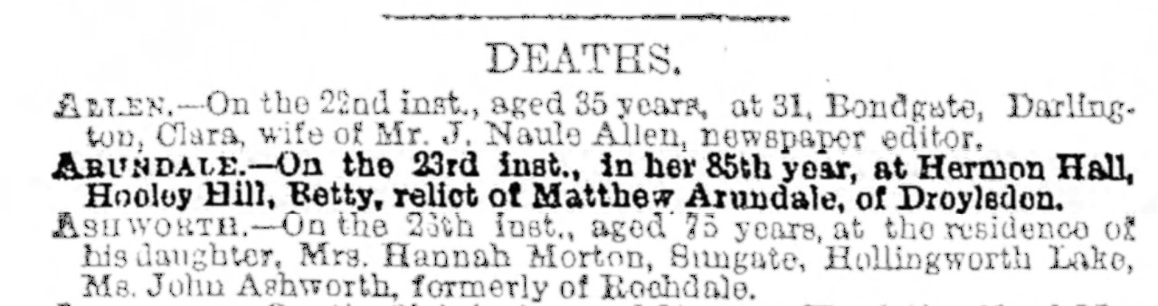 Manchester Weekly Times and Examiner Sat Mar 31 1866 death notices